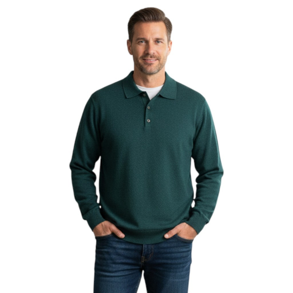 Cambridge Classics Polo Pullover Sweater Mens M Green Wool Blend Banded Preppy